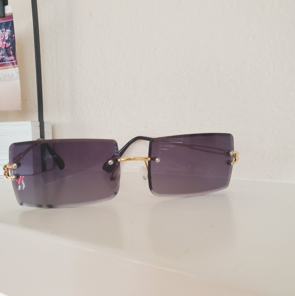 Black rectangular ombre Rimless sunglasses - Picture 2 of 6